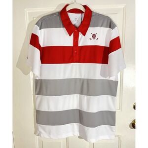 NWT CHUCO‎ GOLF Equus RED white gray rugby style SS polo size L skull logo [774]